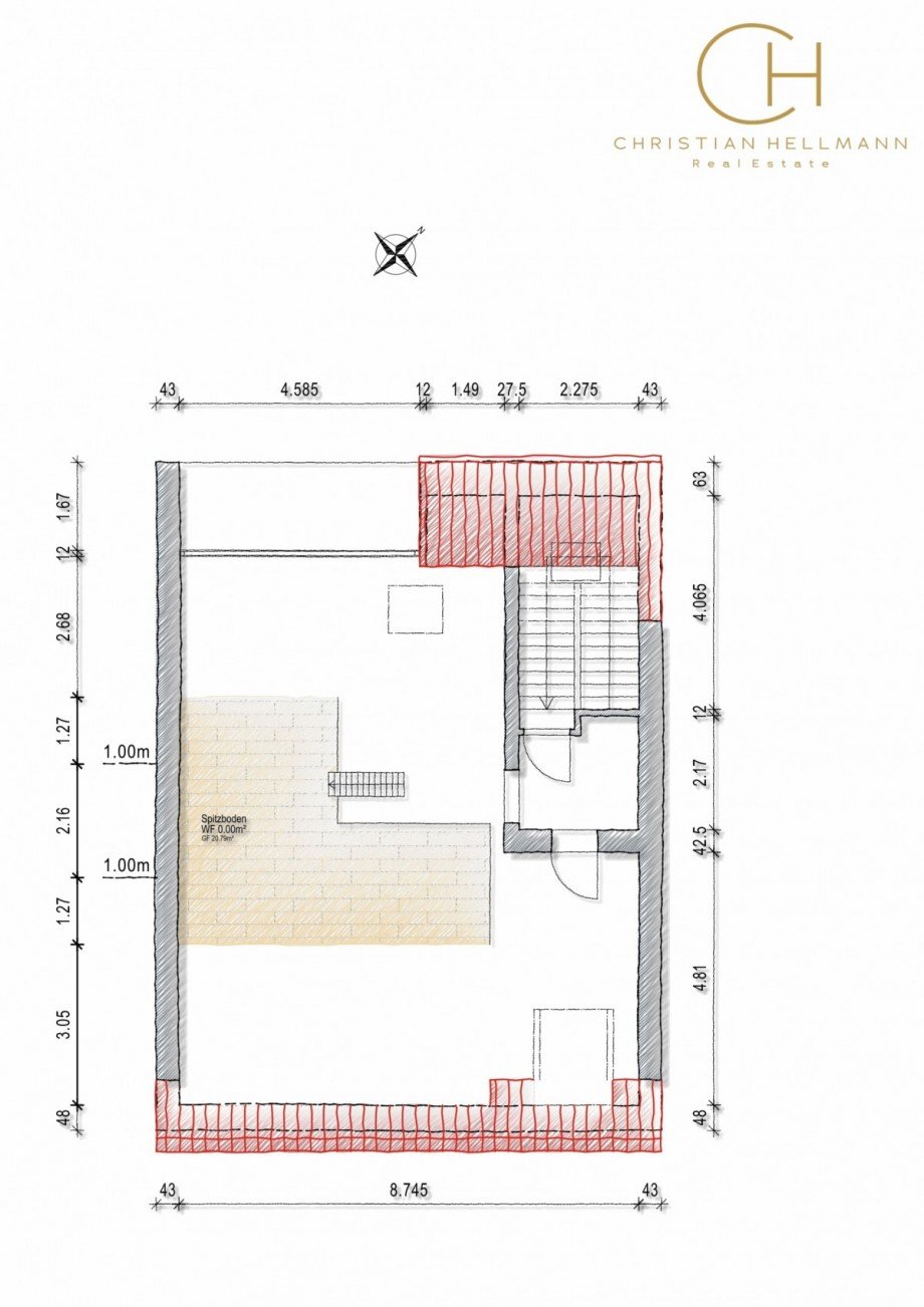 Grundriss Spitzboden Dachgeschosswohnung D�sseldorf