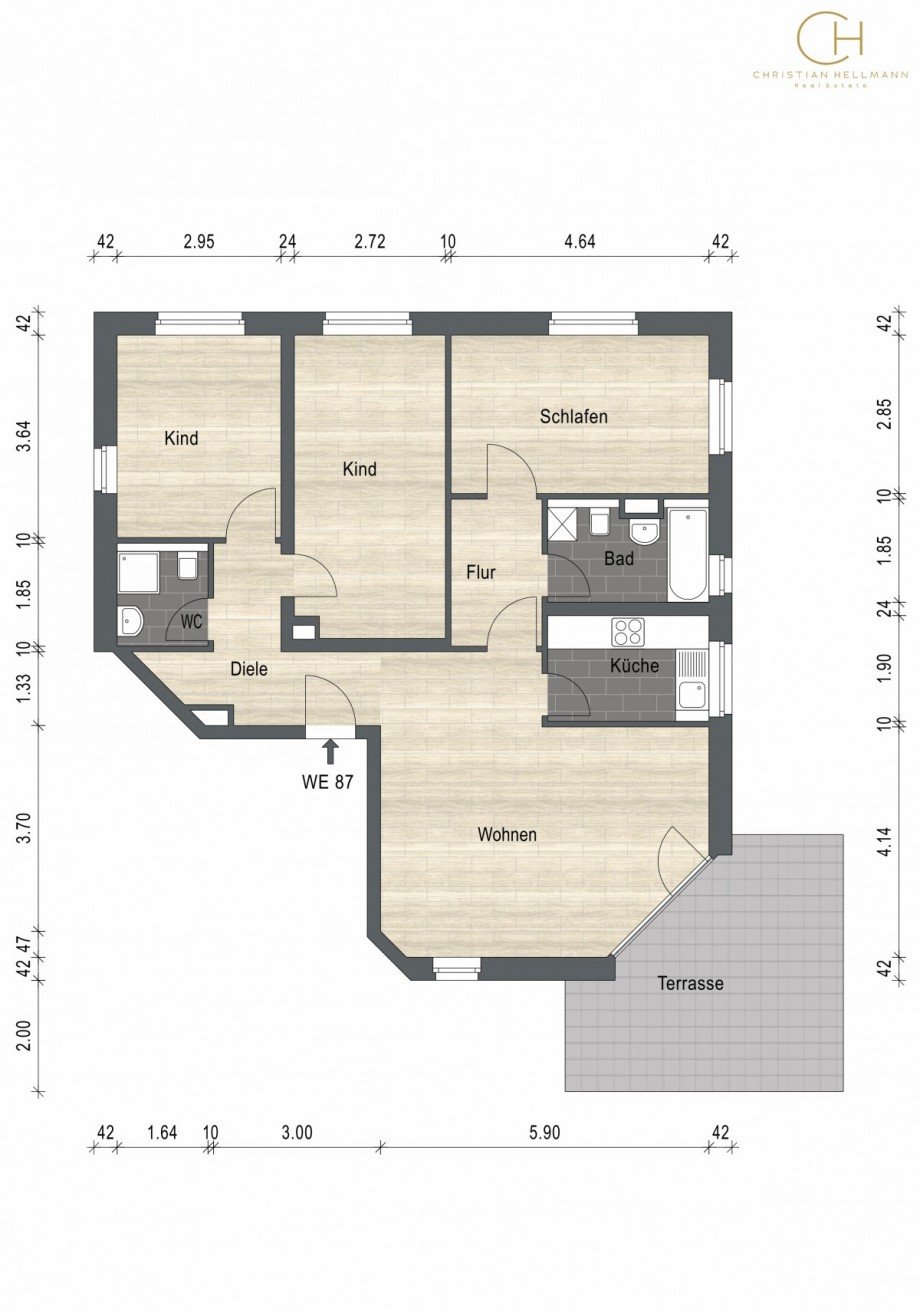 Grundriss WE 87 Renditeobjekt D�sseldorf