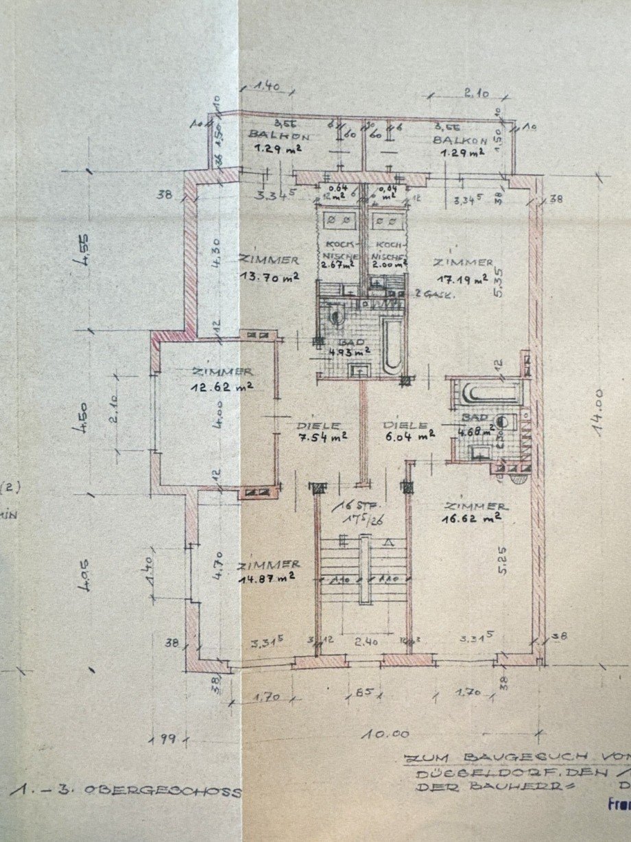 Grundriss 1.OG bis 3.OG Mehrfamilienhaus D�sseldorf