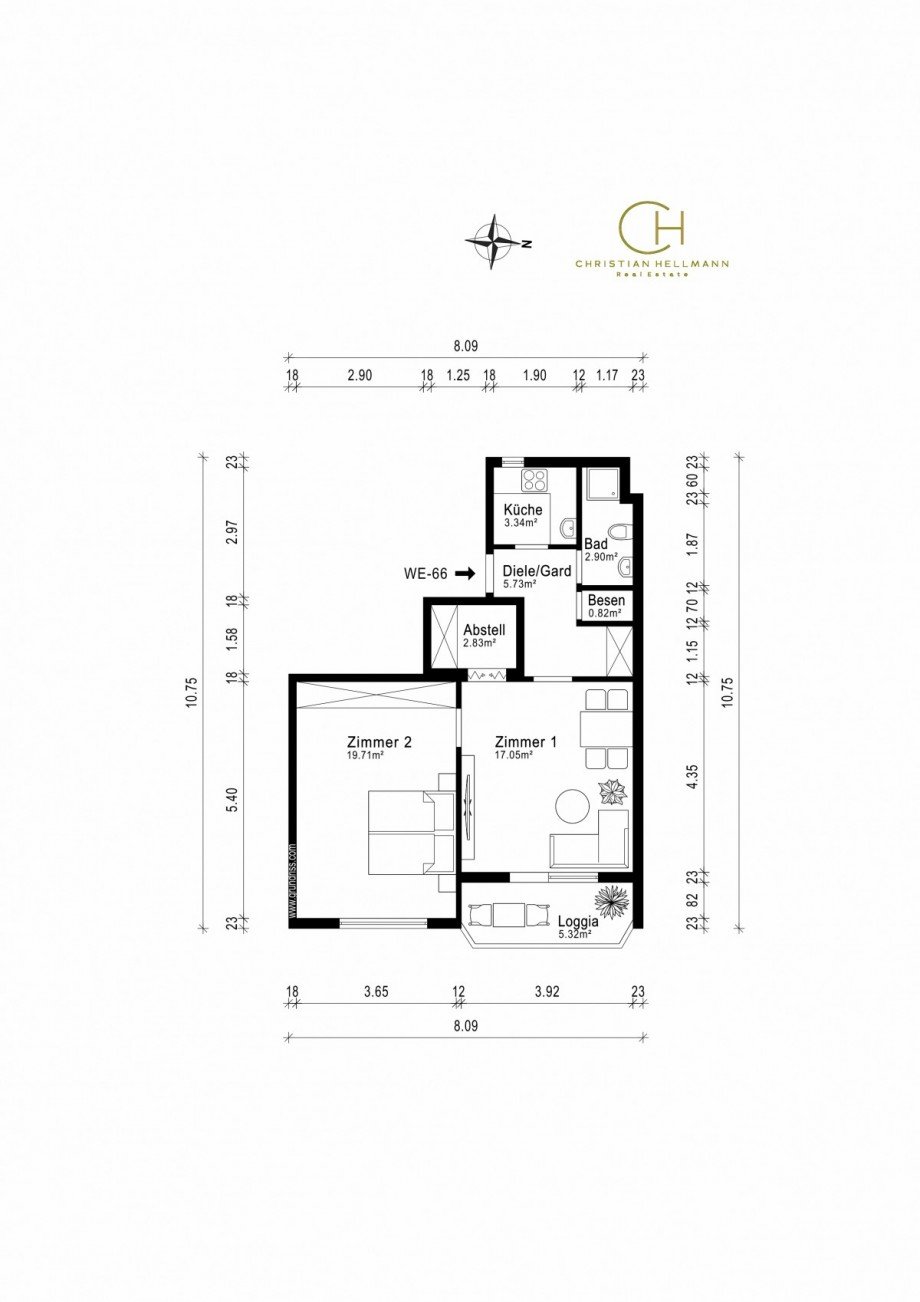 Grundriss Original WE66 Etagenwohnung D�sseldorf