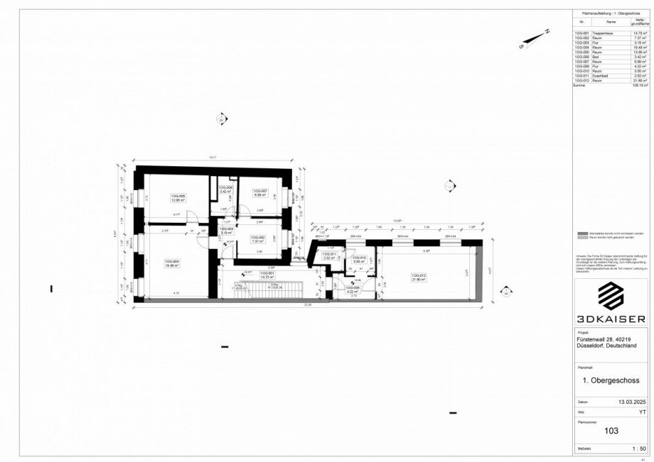 Grundriss 1.OG Mehrfamilienhaus D�sseldorf