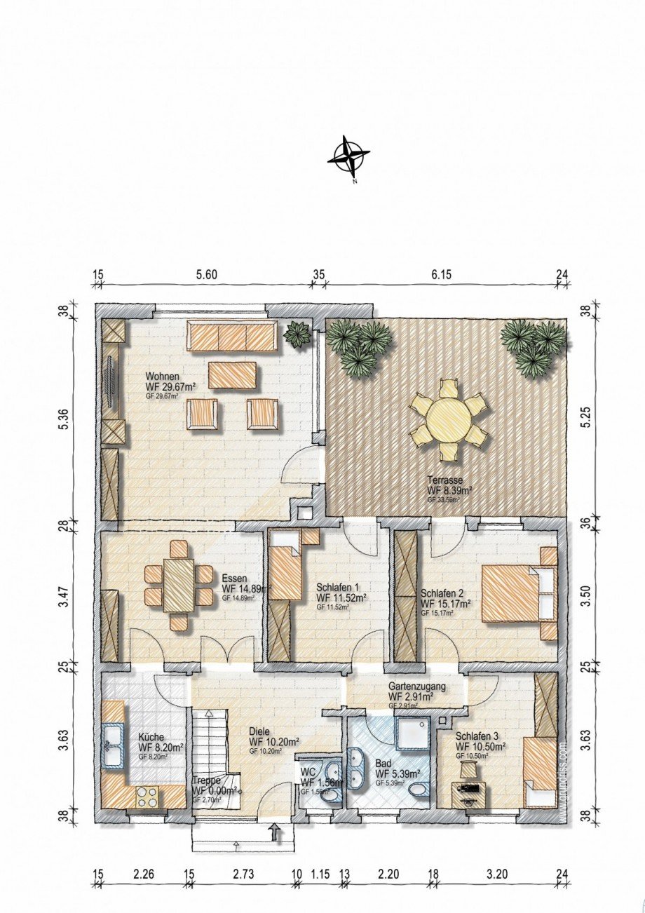 Grundriss EG Bungalow Kaarst