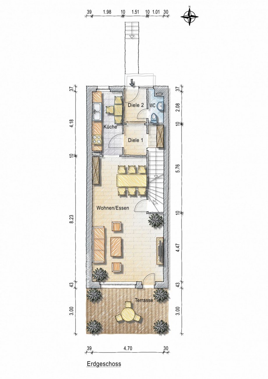 Grundriss EG Reihenmittelhaus D�sseldorf