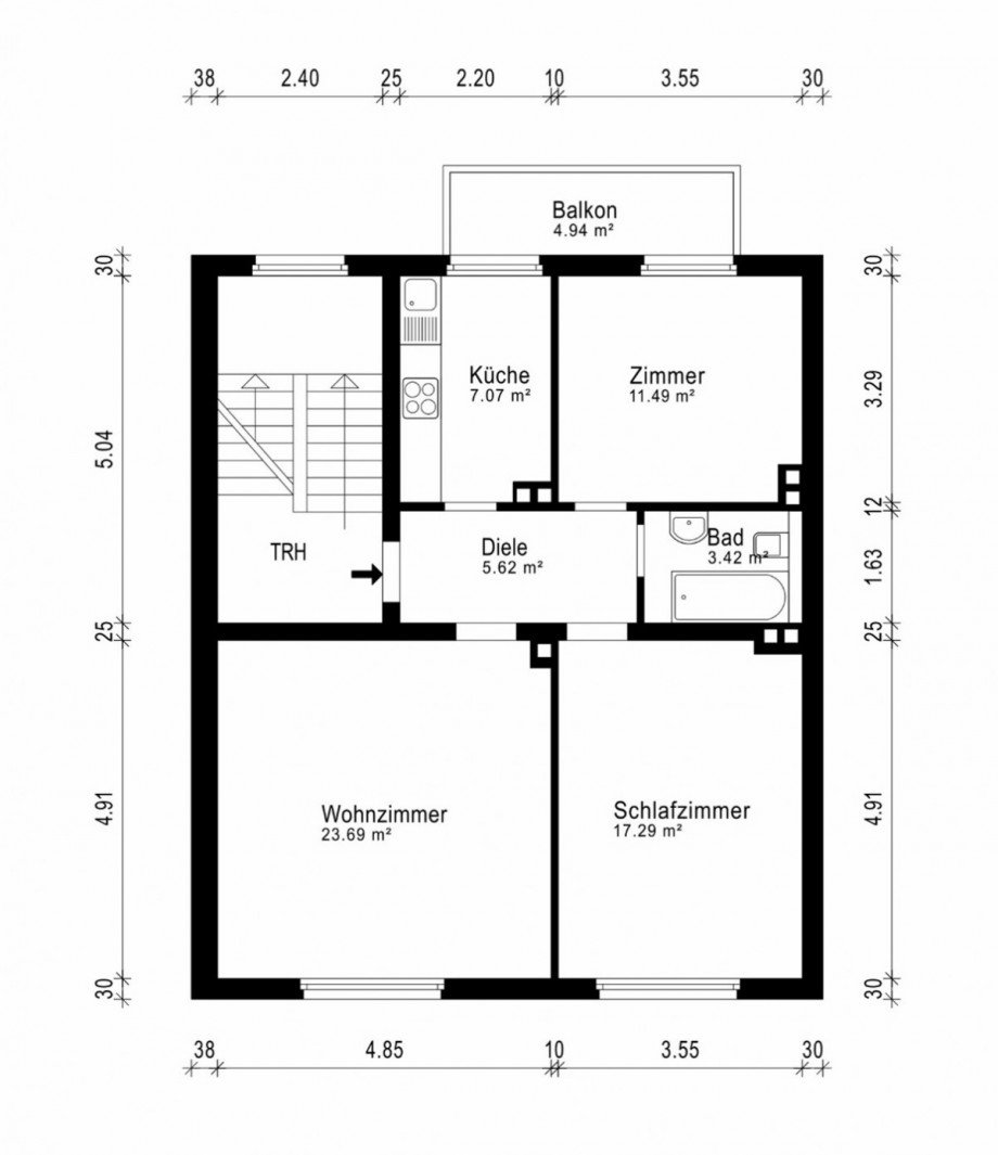 Grundriss 3.OG Mehrfamilienhaus D�sseldorf
