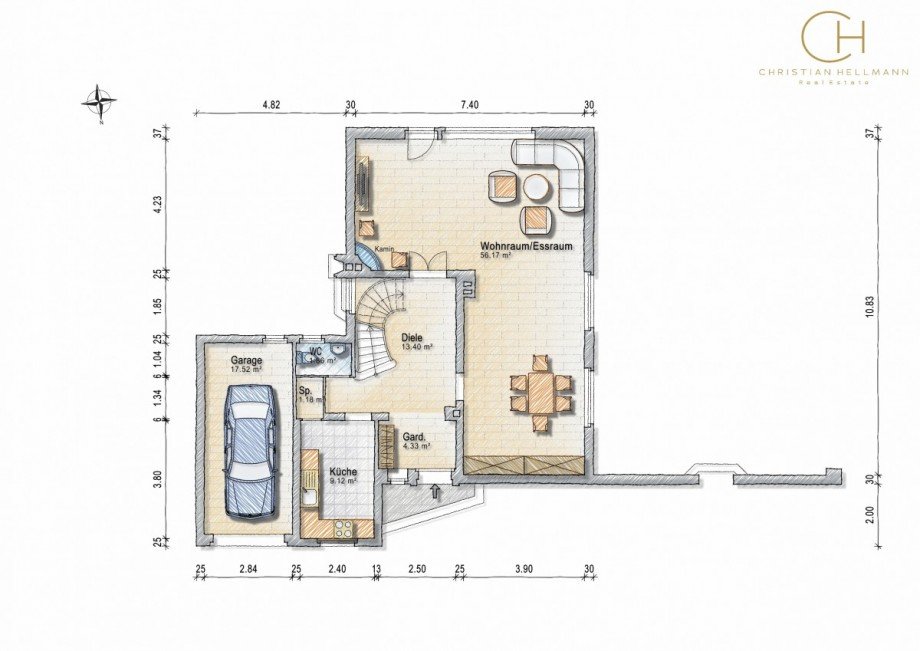 Grundriss EG Einfamilienhaus Krefeld