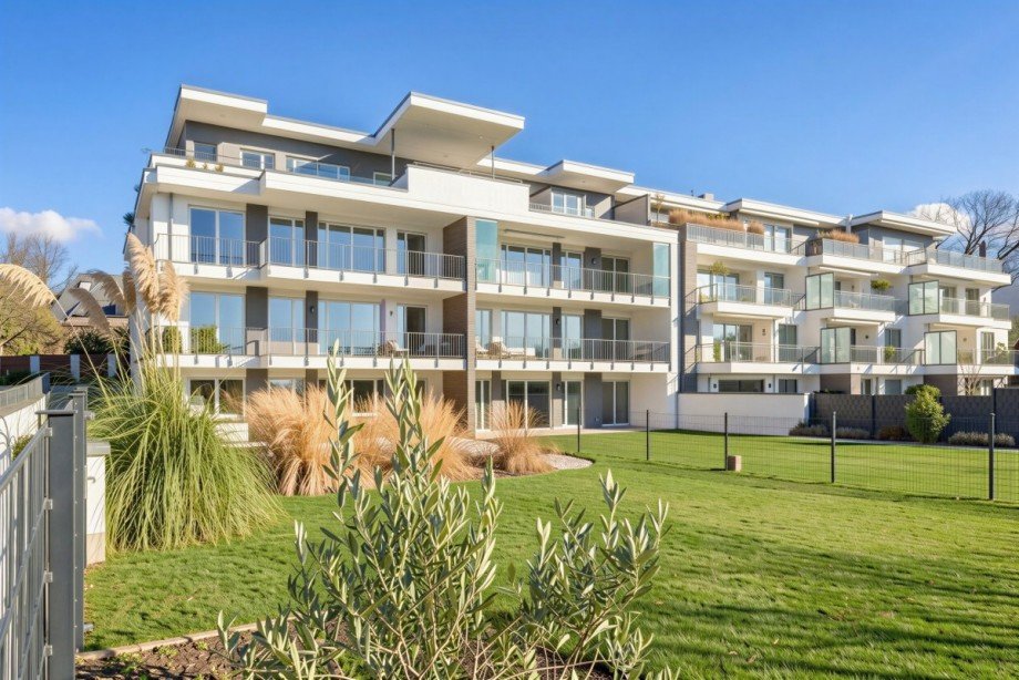 Hausansicht Gartenseite - (KI generiert) Terrassenwohnung D�sseldorf