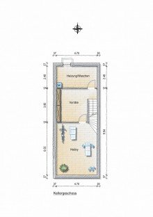 Grundriss KG Familienfreundliches Reihenmittelhaus mit Garten in begehrter Lage von D�sseldorf-Benrath!