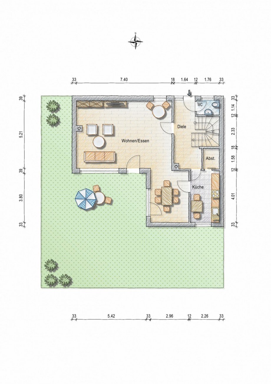 Grundriss EG Einfamilienhaus Meerbusch
