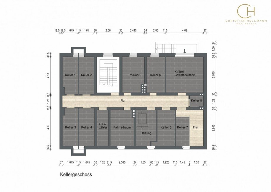 Grundriss bema�t KG Wohn- / Gesch�ftshaus Aachen