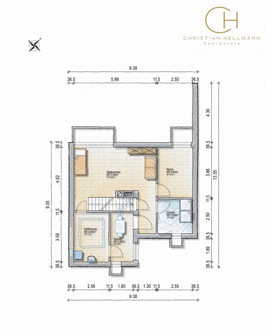 Grundriss KG Reihenendhaus D�sseldorf