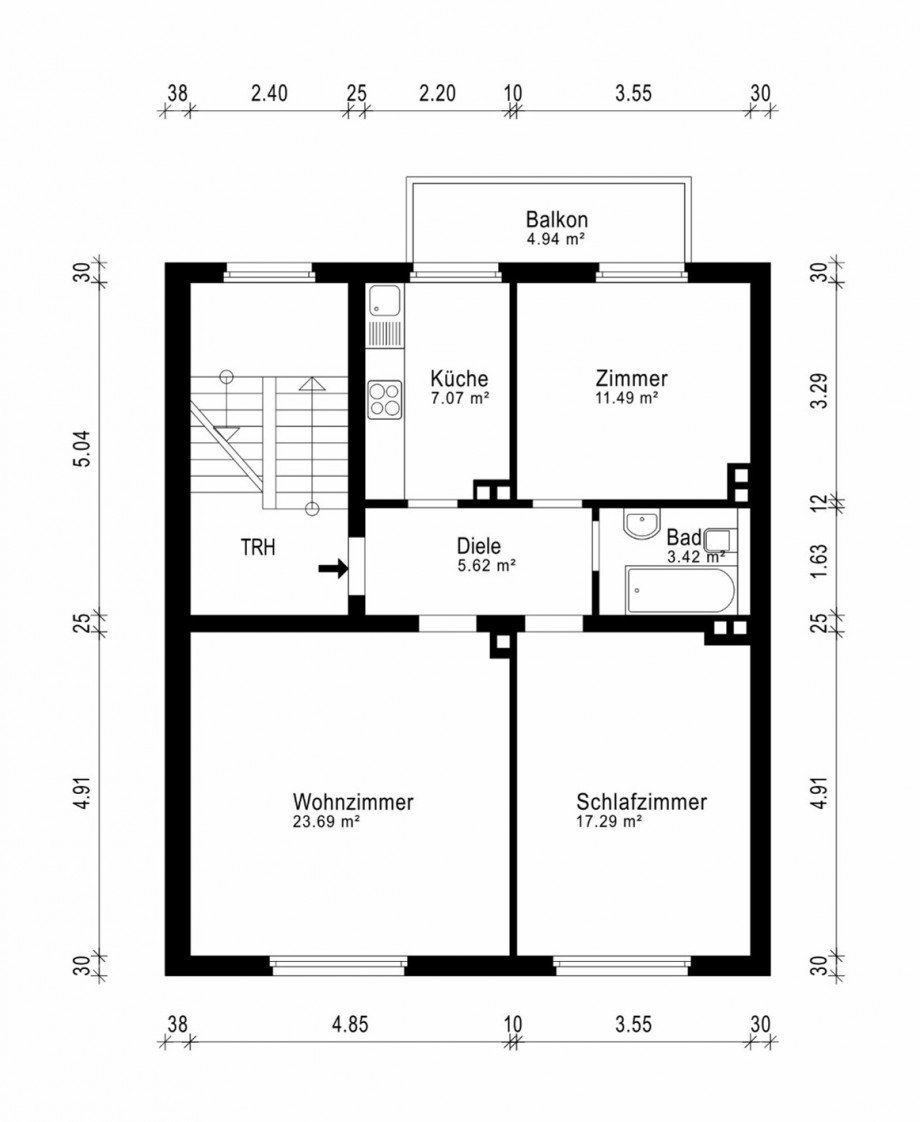 Grundriss 4.OG Mehrfamilienhaus D�sseldorf