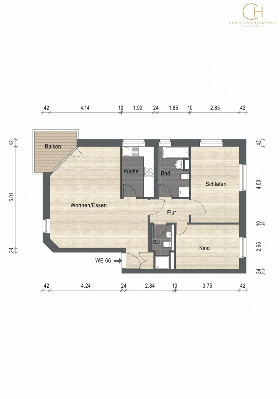 Grundriss WE 66 Renditeobjekt D�sseldorf
