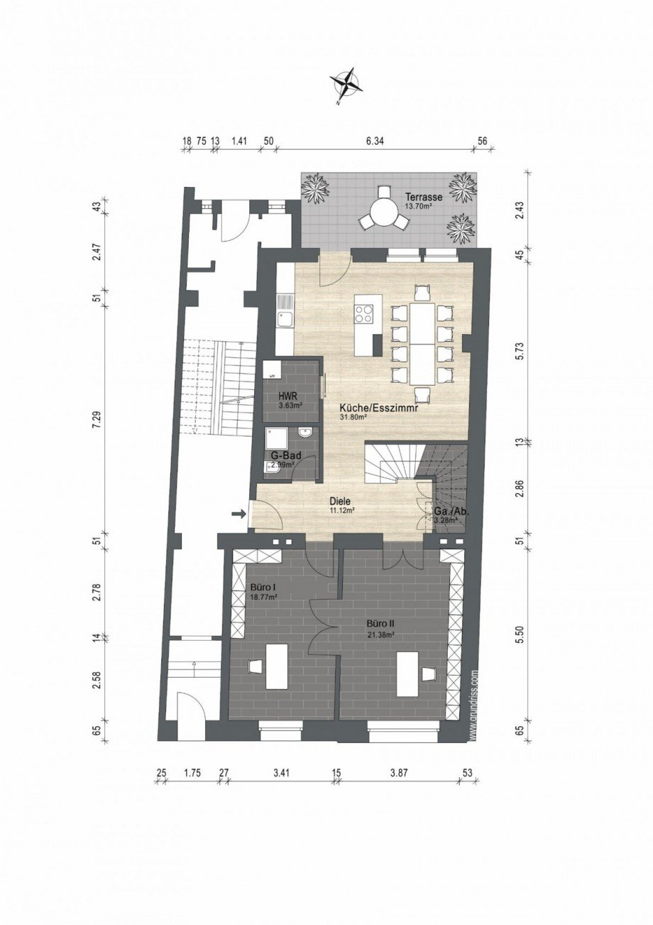 Grundriss EG Maisonettewohnung D�sseldorf