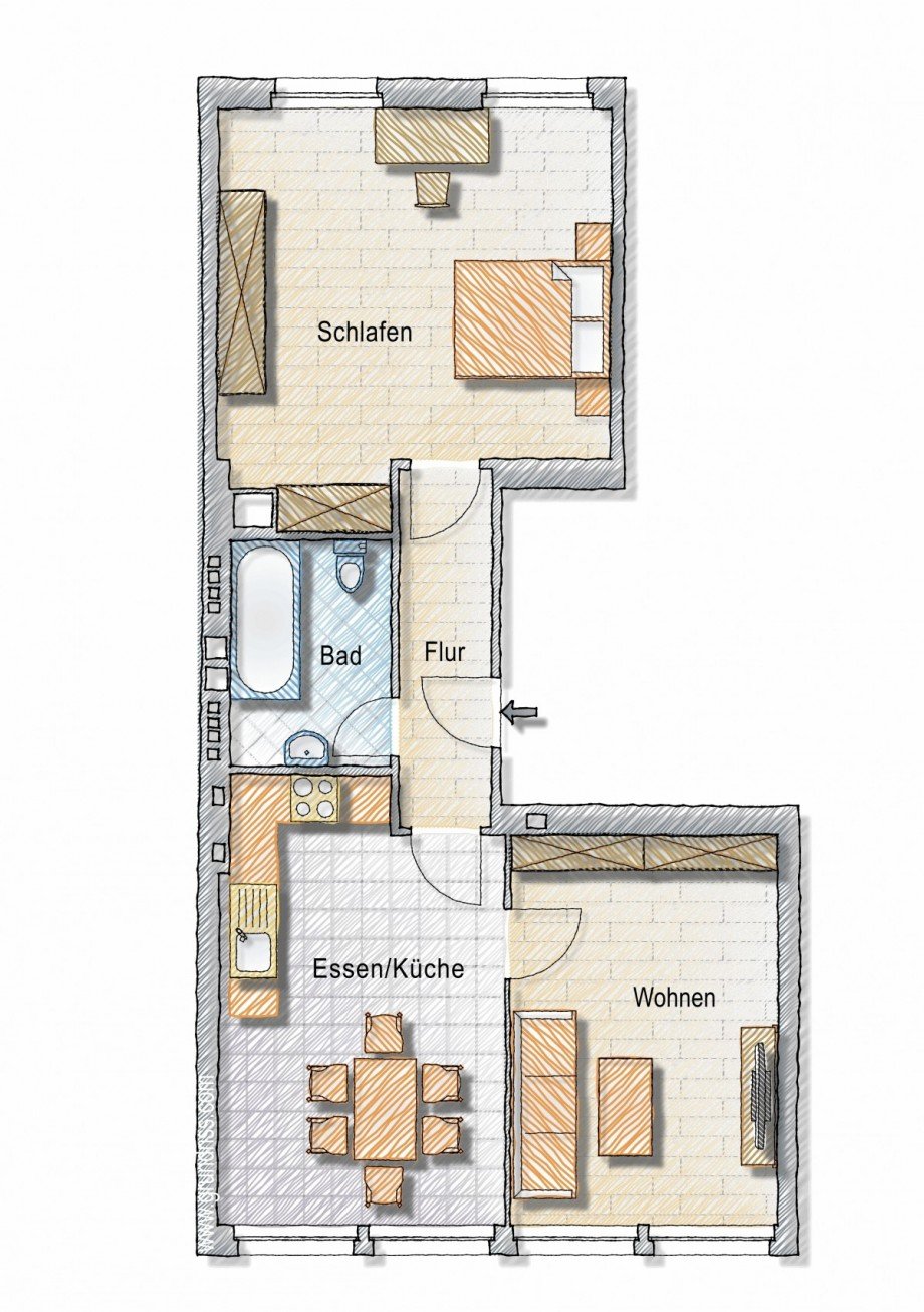 Grundriss aktuell Etagenwohnung D�sseldorf