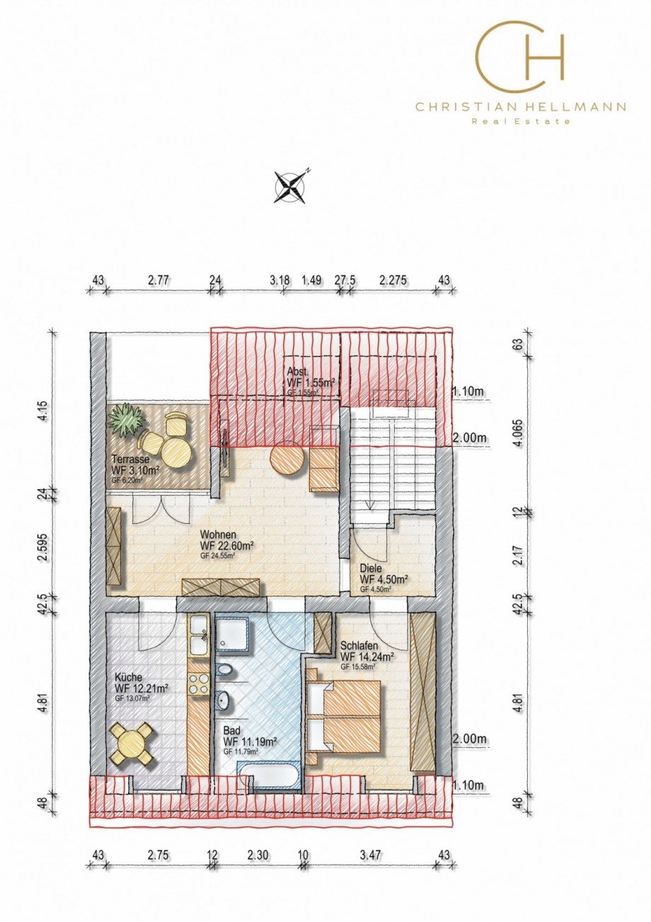 Grundriss DG Dachgeschosswohnung D�sseldorf