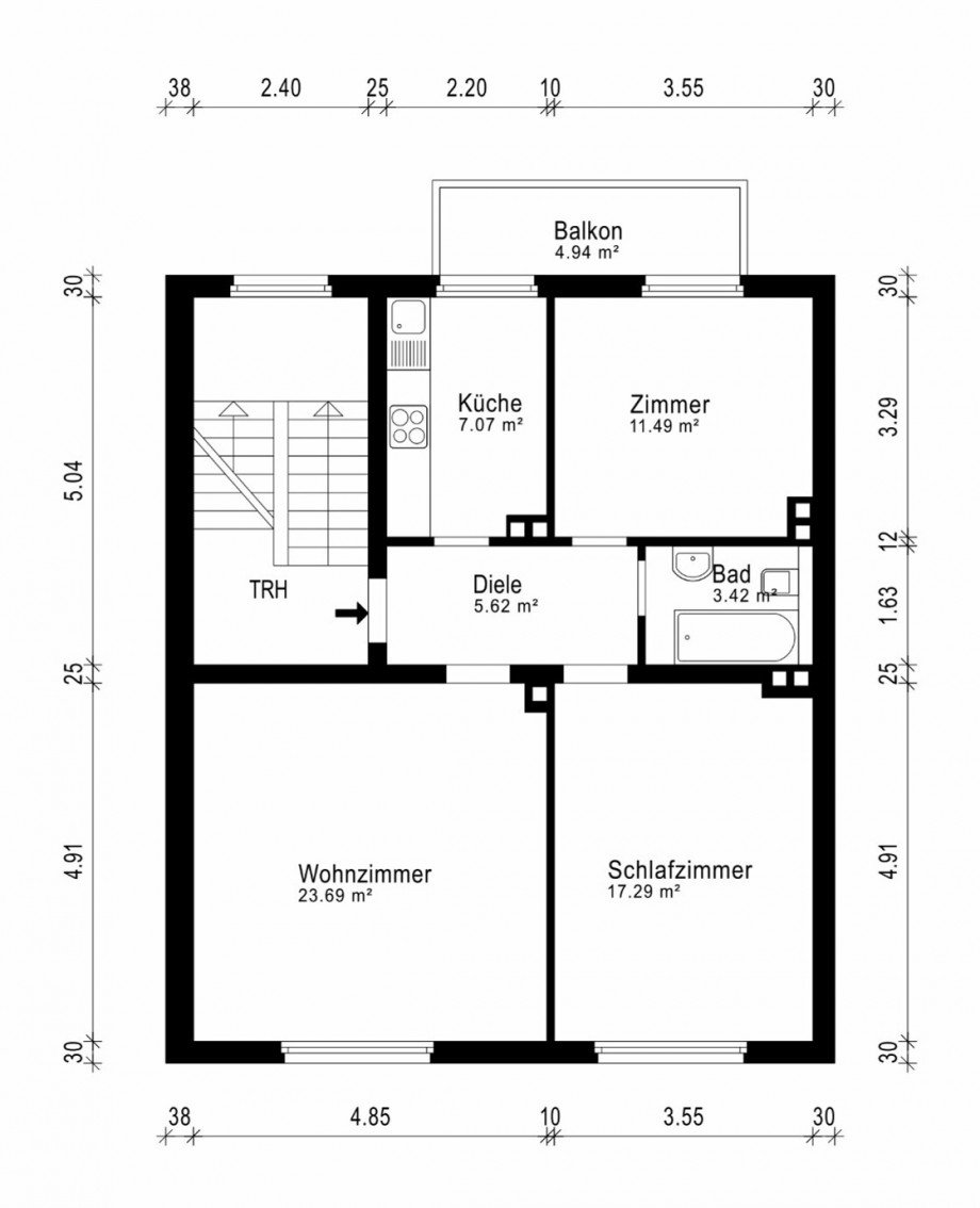 Grundriss 2.OG Mehrfamilienhaus D�sseldorf