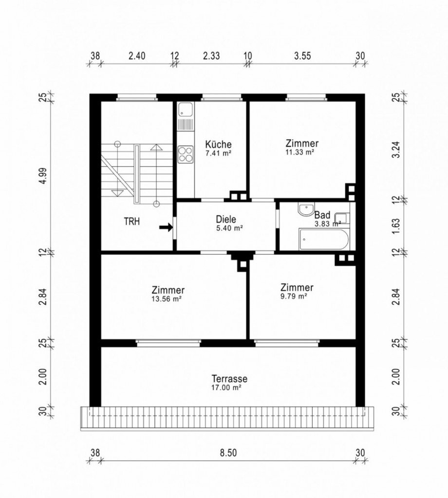Grundriss 5.OG_DG Mehrfamilienhaus D�sseldorf