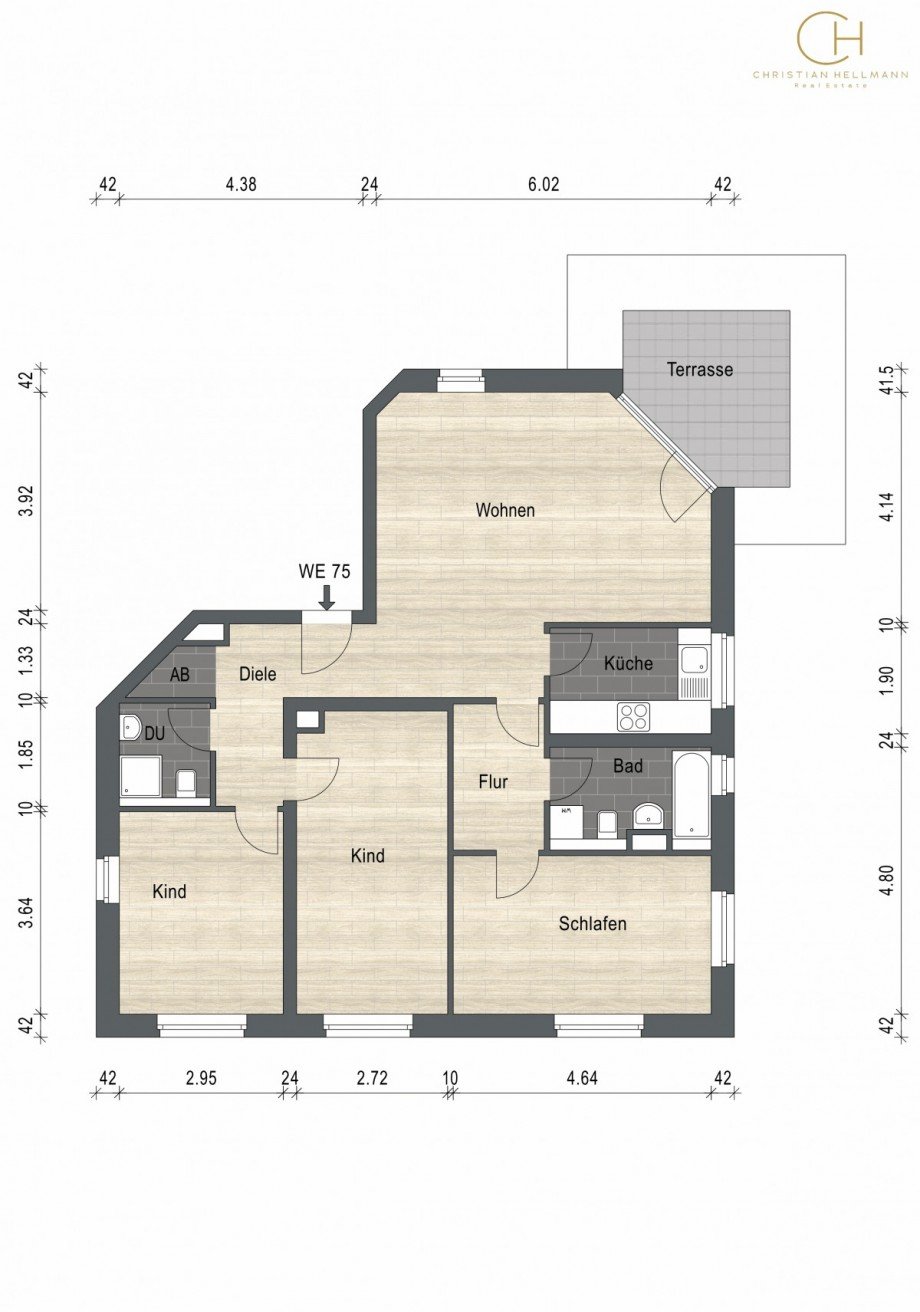 Grundriss WE 75 Renditeobjekt D�sseldorf