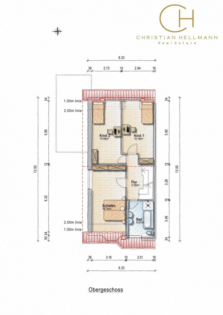 Grundriss OG Doppelhaush�lfte Elsdorf