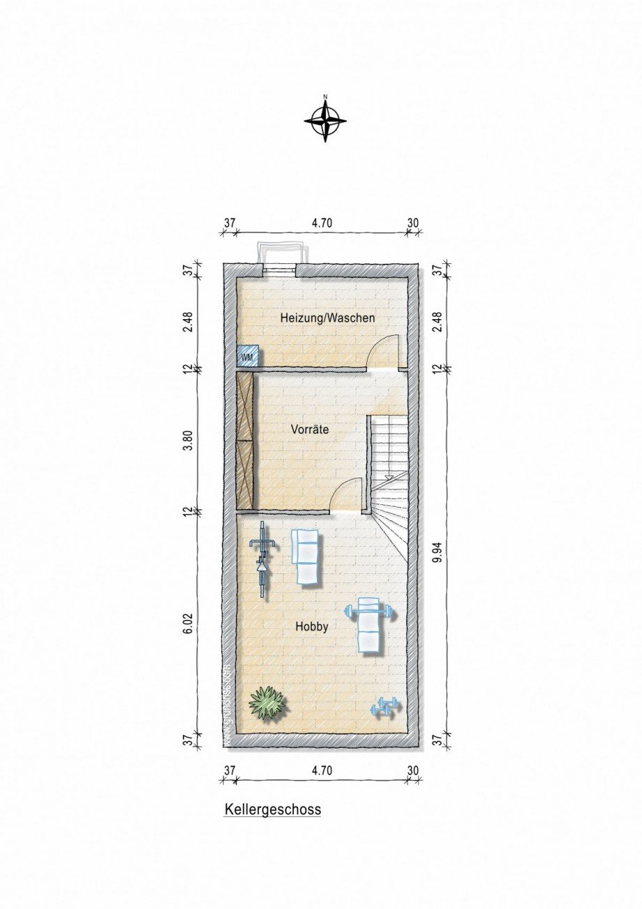 Grundriss KG Reihenmittelhaus D�sseldorf