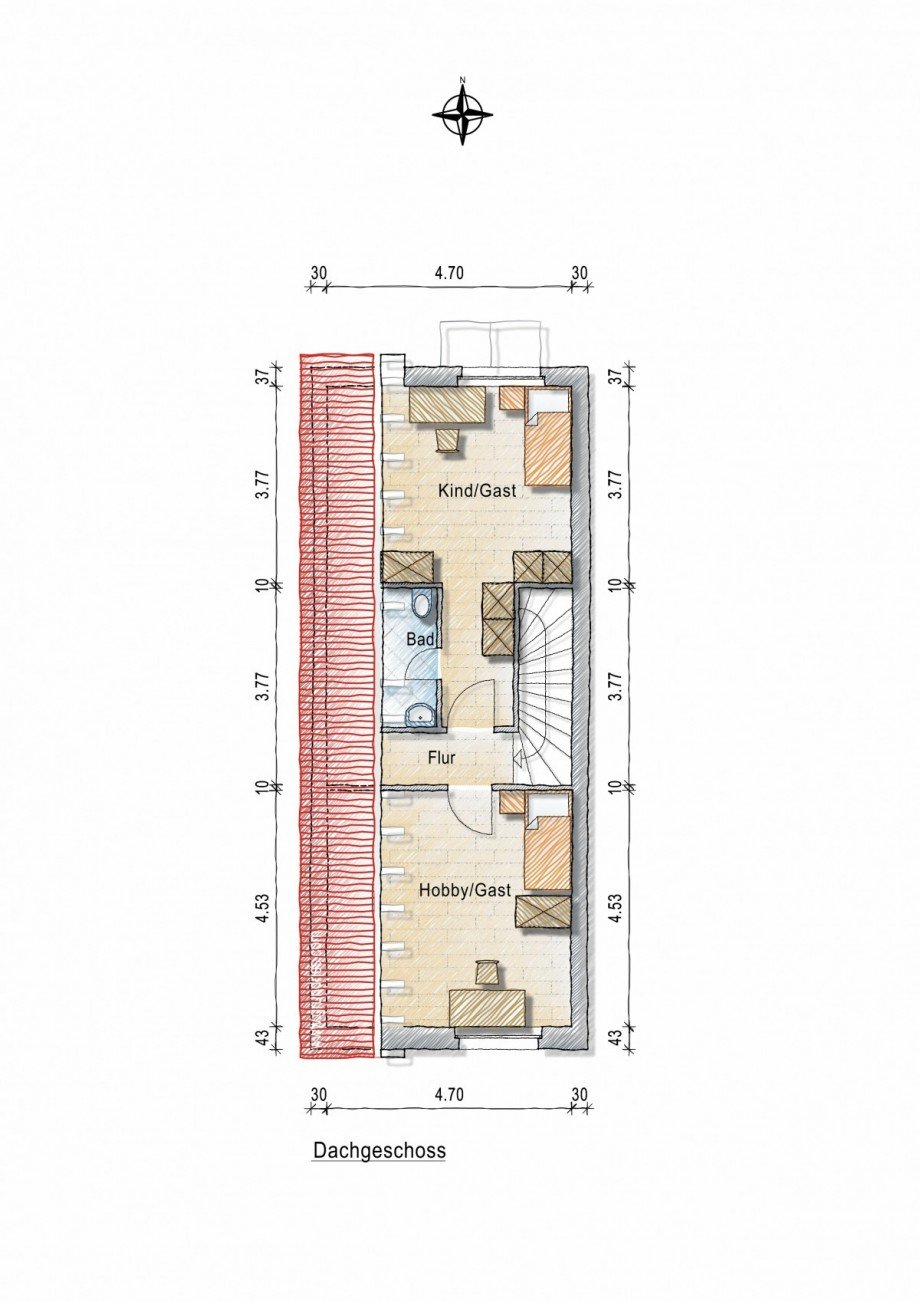 Grundriss DG Reihenmittelhaus D�sseldorf
