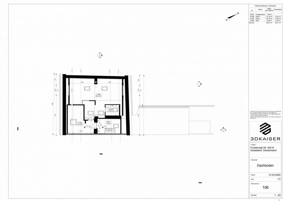 Grundriss DG Mehrfamilienhaus D�sseldorf