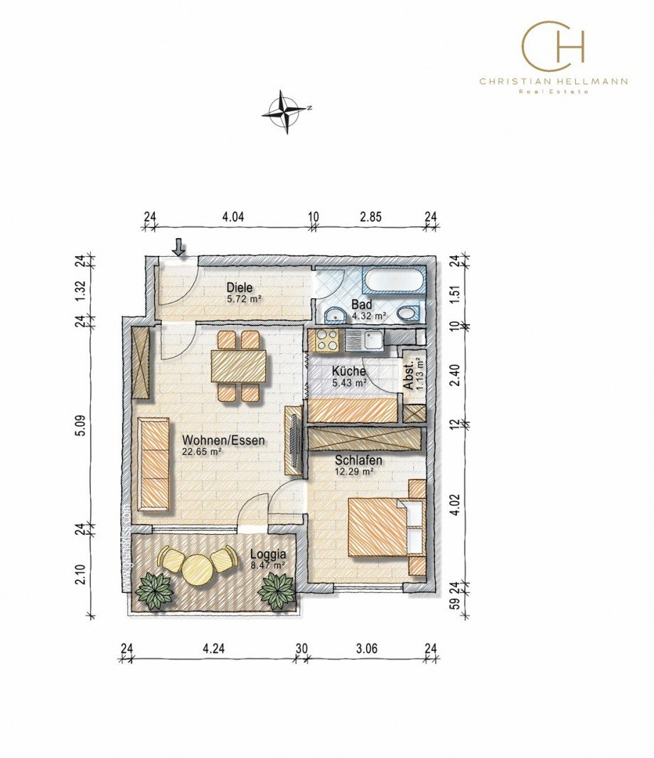 Grundriss Etagenwohnung D�sseldorf