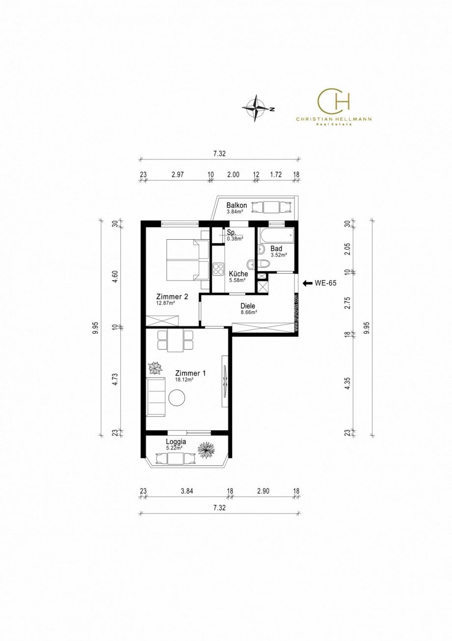 Grundriss Original WE65 Etagenwohnung D�sseldorf