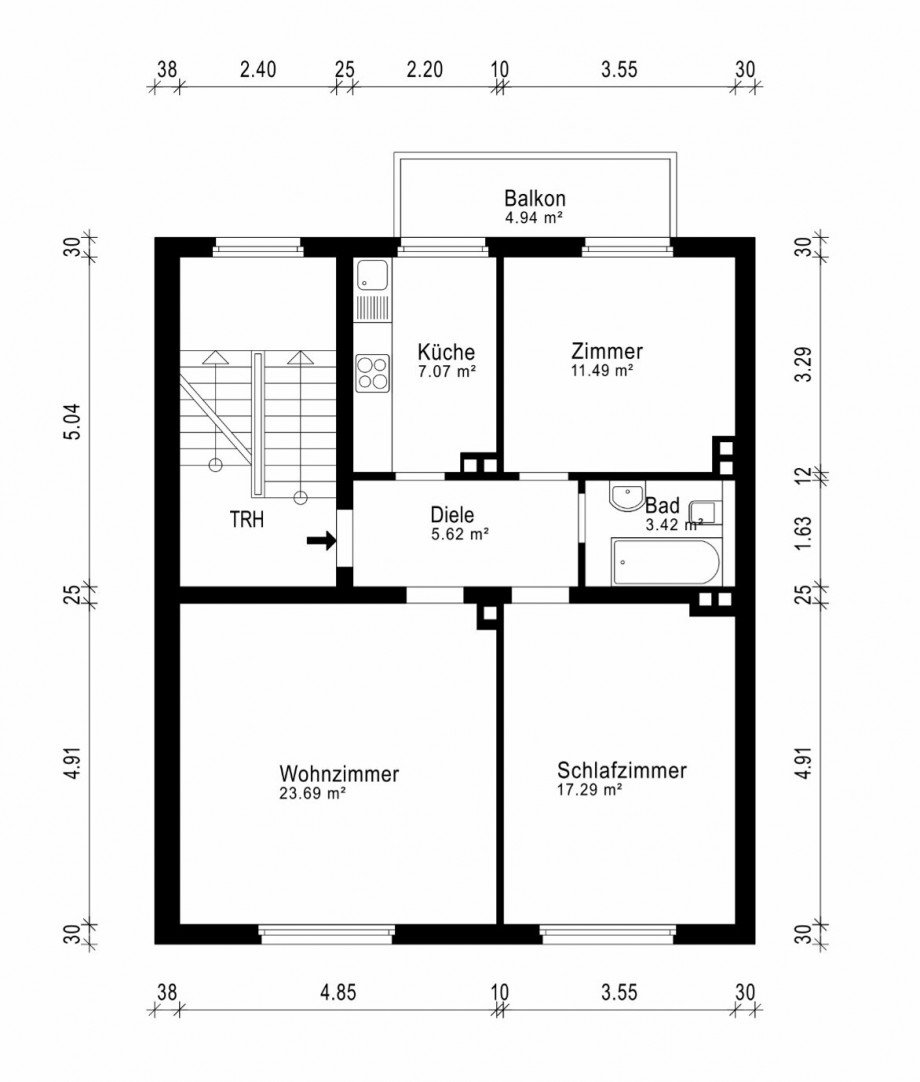 Grundriss 1.OG Mehrfamilienhaus D�sseldorf